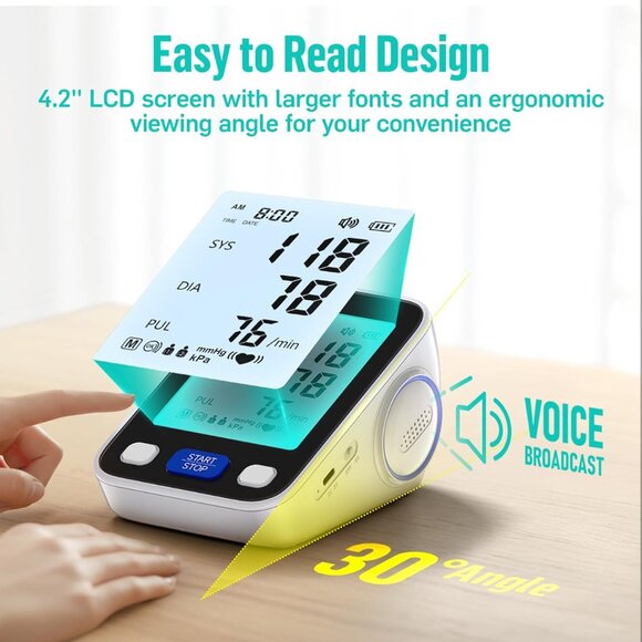 Upper Arm Blood Pressure Monitor with Wide Range Cuff (8.7'' -16.5'') for Home U - Picture 5 of 7